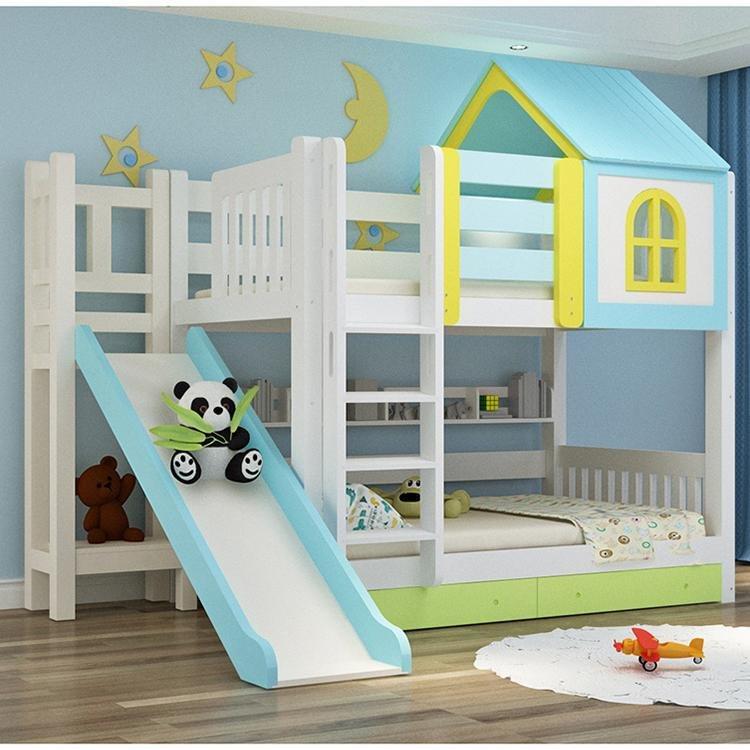 G*儿童床上下铺实木床双层床男孩高低床滑梯床城堡床小户型床组合