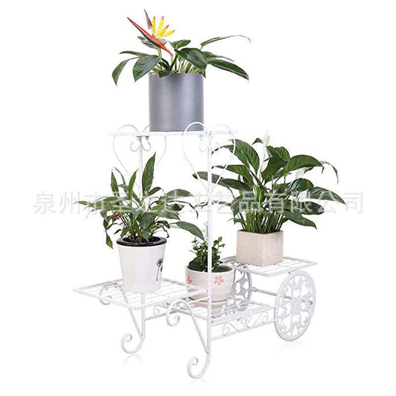室内装饰花盆架欧式铁艺推车花架落地多层绿萝多肉阳台角落花架子