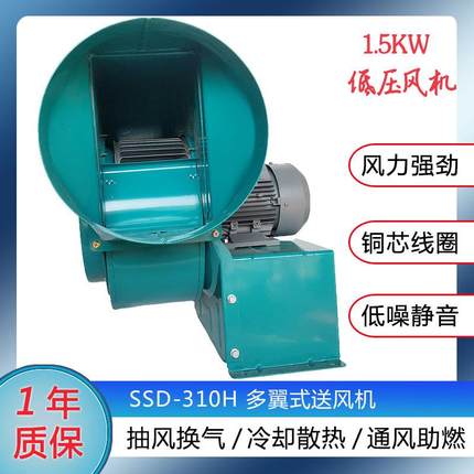厂家直销SSD多翼式送风机 1.5KW炉灶送风用风机 离心式锅炉鼓风机