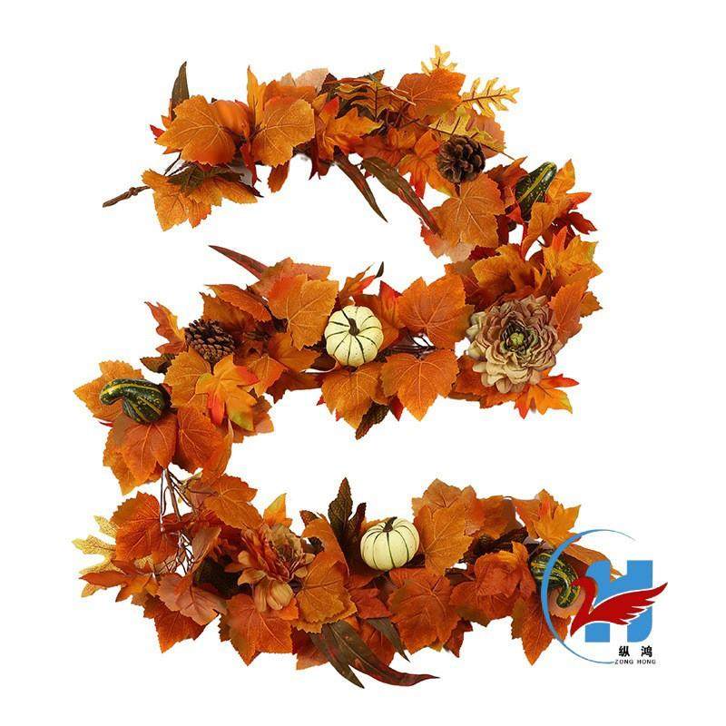 纵鸿枫叶南瓜藤条节日摆件1.8米秋季藤条花环感恩节橱窗门窗装饰,鲜花速递/花卉仿真/绿植园艺,割草机/草坪机,淘宝优惠券,粉丝福利购,淘宝优惠卷