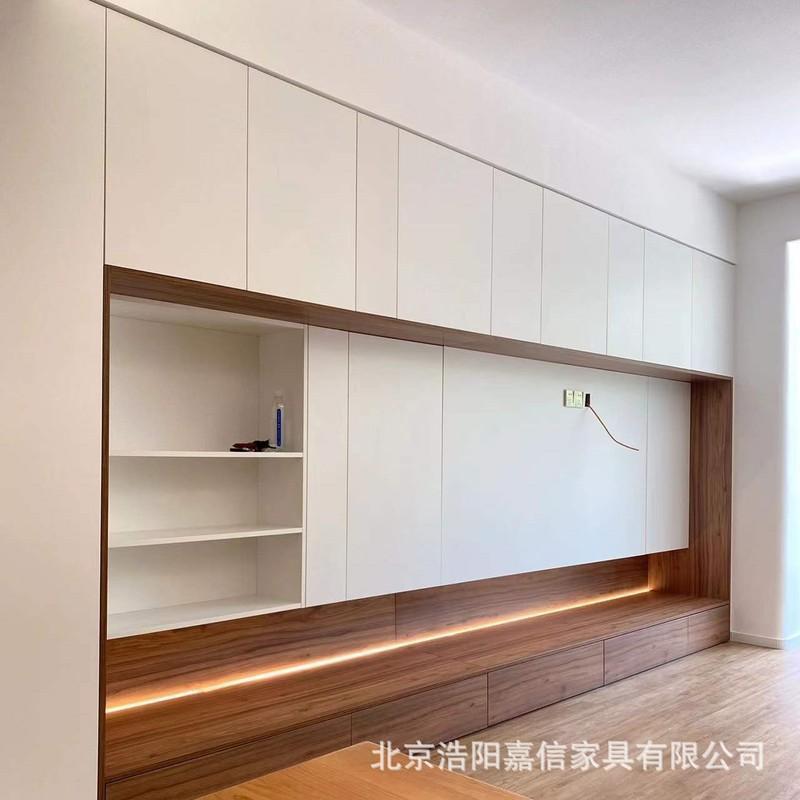 厂家全屋定 制爱格板W1000搭配木纹H1181极简风格电视墙柜北京