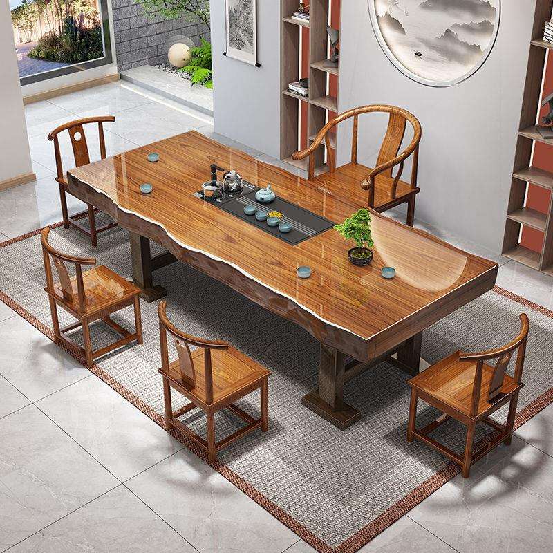 整板大板实木茶桌椅组合新中式茶几客厅家用办公室泡茶台茶桌一体