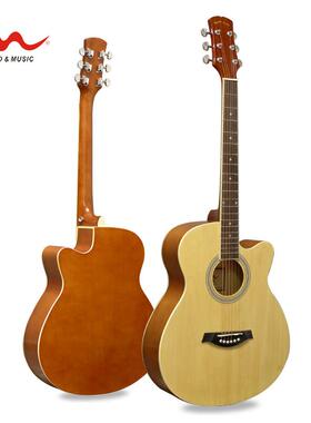 传音学生木吉他直销39寸椴木民谣吉他