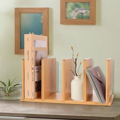 简约木质桌面书立实木多格置物架办公文件整理架杂志书本放置架