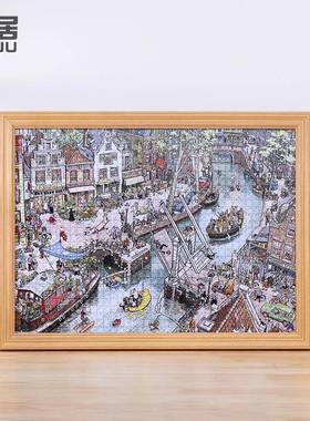 xyt实木拼图裱框1000片大相框挂墙平图5002000片一千块画框架装