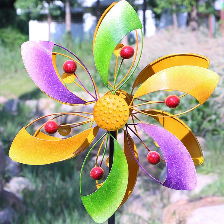 户外造景装饰简约铁艺插件景区花园摆件风车民宿布置庭院校园落地