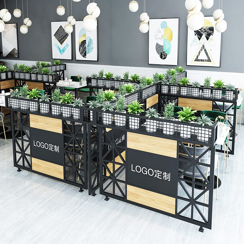 餐厅屏风饭店酒吧装饰半截围栏简约绿植铁艺矮隔断墙花架卡座护栏