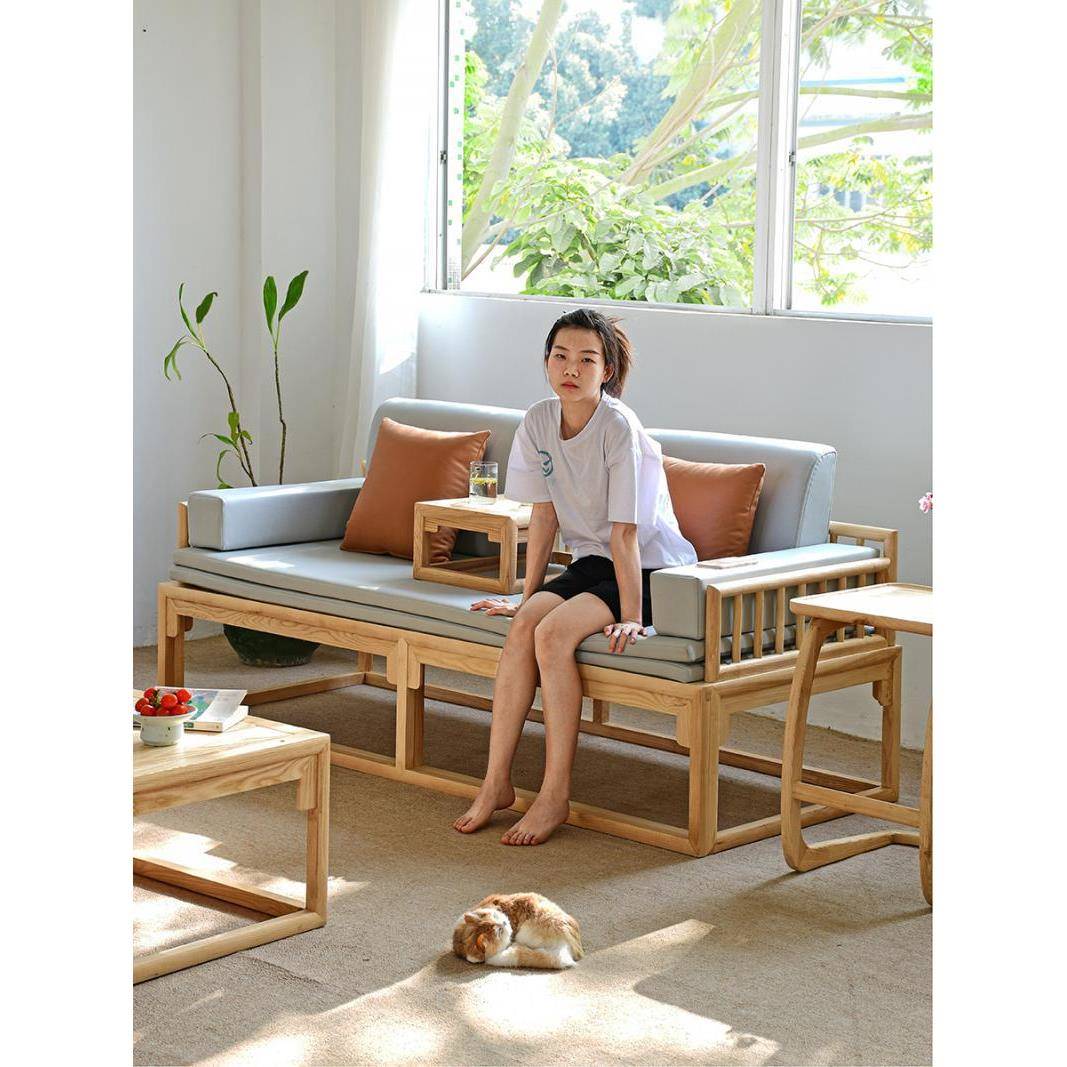 【折扣价】罗汉床新中式实木推拉床科技布沙发床折叠两用小户型现