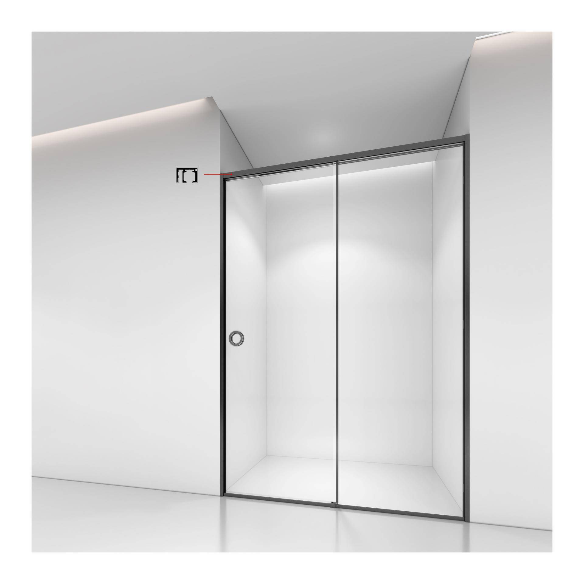 【折扣价】极简淋浴房一字型下沉式浴屏卫生间一固一移门隔断玻璃