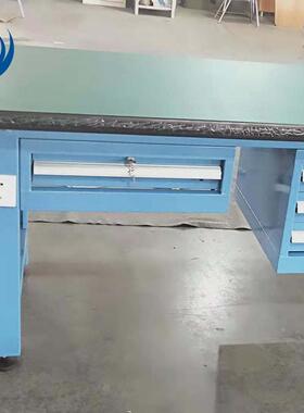 重型绿色防静电工作台三抽操作台吊抽灰色复合桌面工作桌钳工台