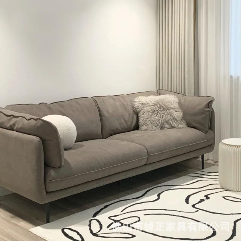 北欧表情意式简约HUG科技布布艺沙发三人四人转角羽绒褐灰色KS05