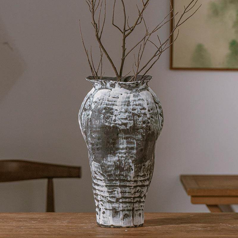 诧寂风陶艺花瓶斑驳瓷器装饰品摆件玄关电视柜插花水培花盆陶瓷