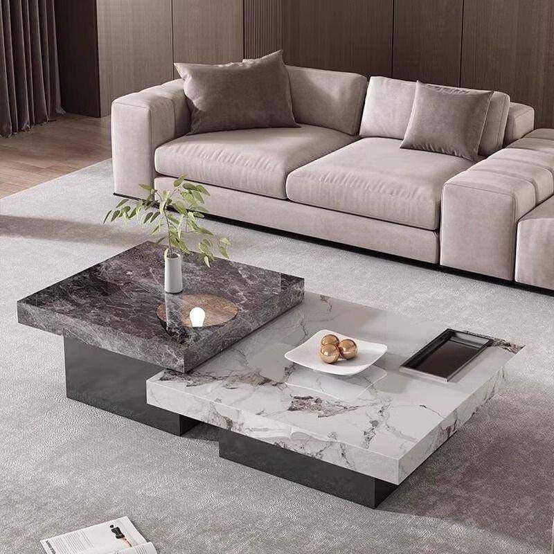 fLE意式岩板茶几现代极简客厅家用简约设计师小户型轻奢方形茶几