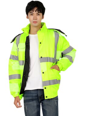 防水透气防风冲锋衣棉衣棉袄外套登山荧光绿反光男劳保工作服保暖