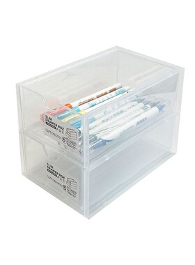 收纳盒抽屉桌面ins风宿舍收纳桌上透明可叠加增高架整理盒置物架