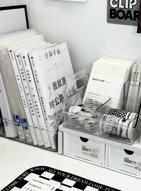 桌上压克力透明书架学生宿舍书桌书本整理收纳筐办公室桌面置物架