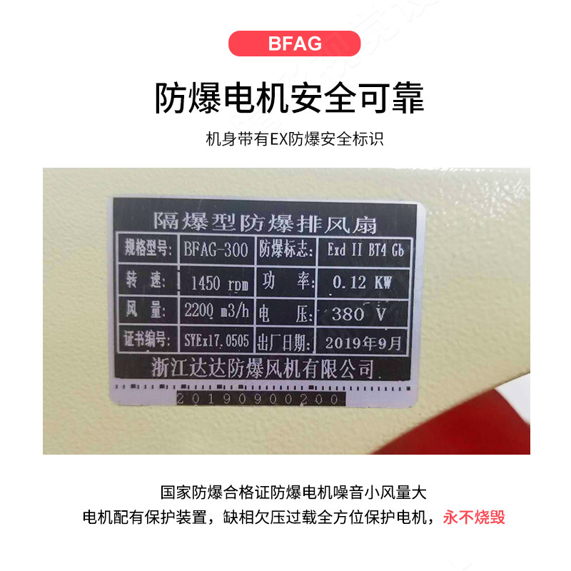 BFAG-300/400/500/600防爆排风扇排气扇换气扇工业防爆方风扇220V
