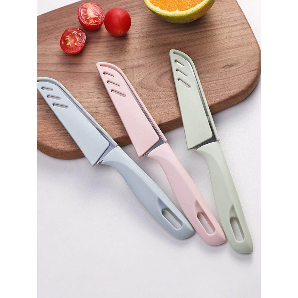 不锈钢水果刀 带护套 瓜果削皮便携刮皮刀 满19元包邮 小额