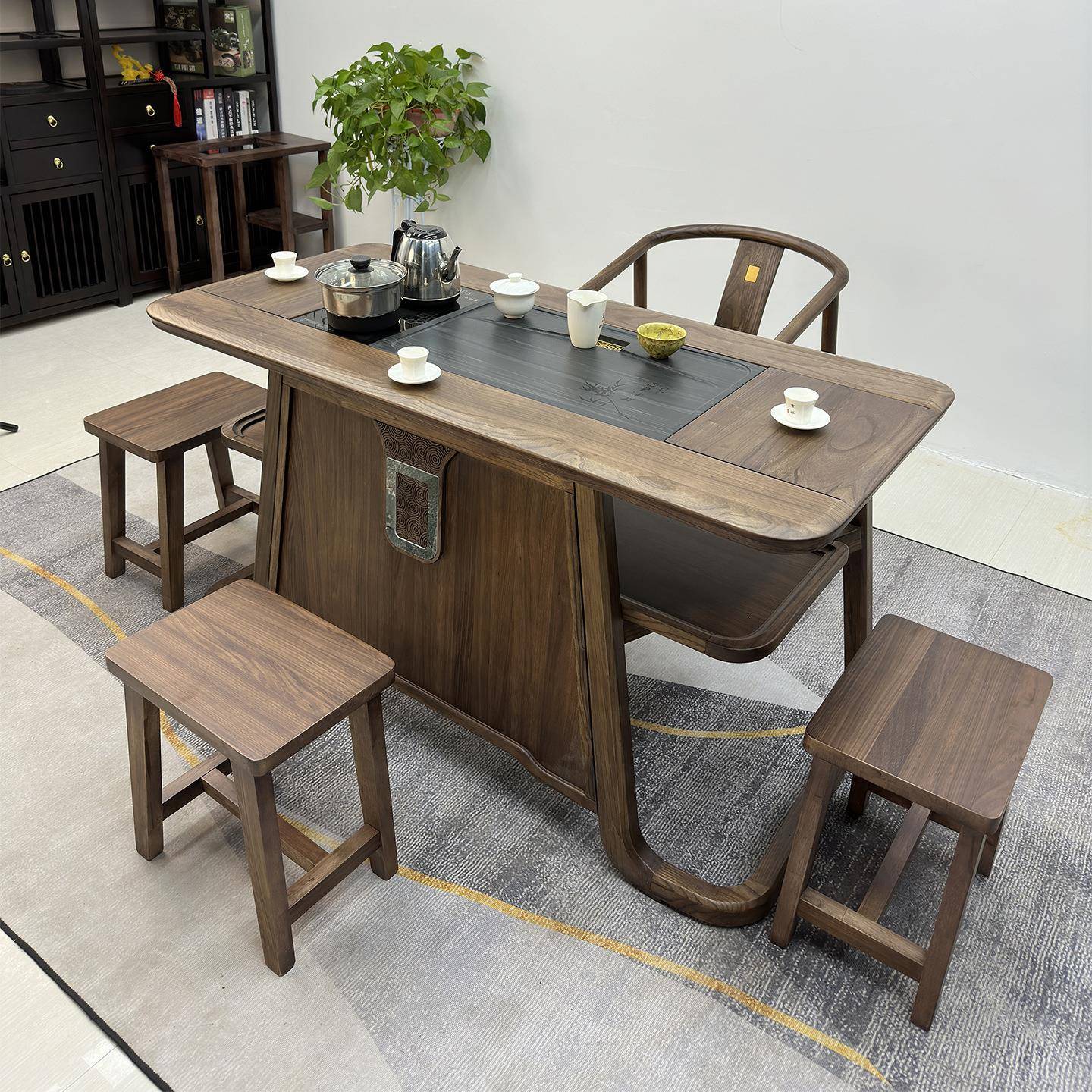 【折扣价】新中式阳台茶桌实木茶台茶桌小型泡茶桌椅组合客厅家用