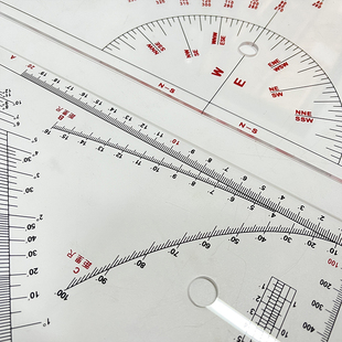 IMPA371007航海三角板 海图三角尺可测距航道船用绘图工具360mm