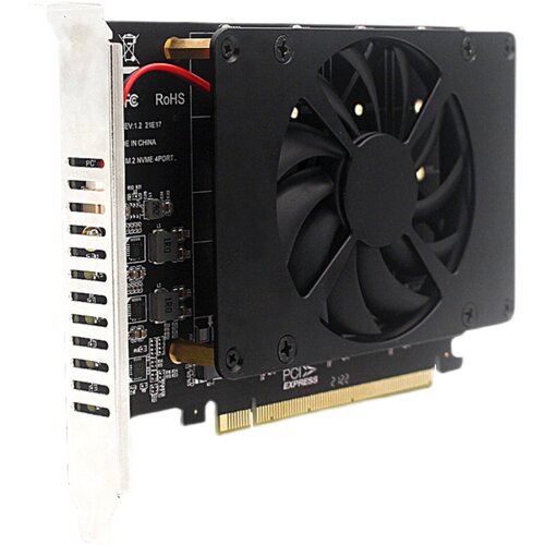 PCIe 3.0 4.0 x16转4个NVMe M.2 NGFF SSD磁盘阵列卡VROC转接卡