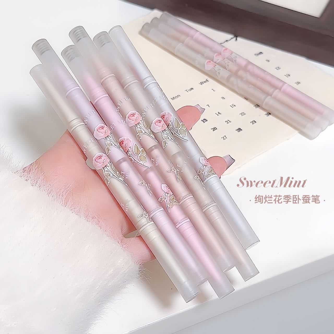 SWEETMINT绚烂花季双头卧蚕笔高光提亮二合一防水防汗不易晕染