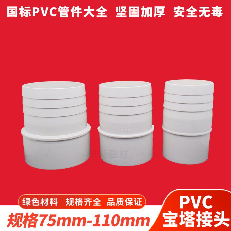 抽水泵机宝塔接头PVC软管直接塑料农业灌溉变径直通75 90 110*100