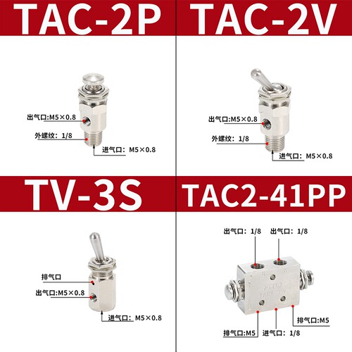 小金井机械气动开关按钮空气手动排气钮子阀 TAC-MVHA-3P 31V 31P