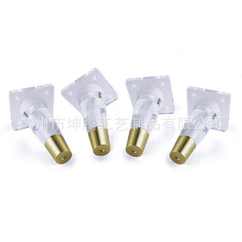 亚克力沙发脚透明橱柜电视柜腿家具金色水晶玻璃柜腿五金支撑脚