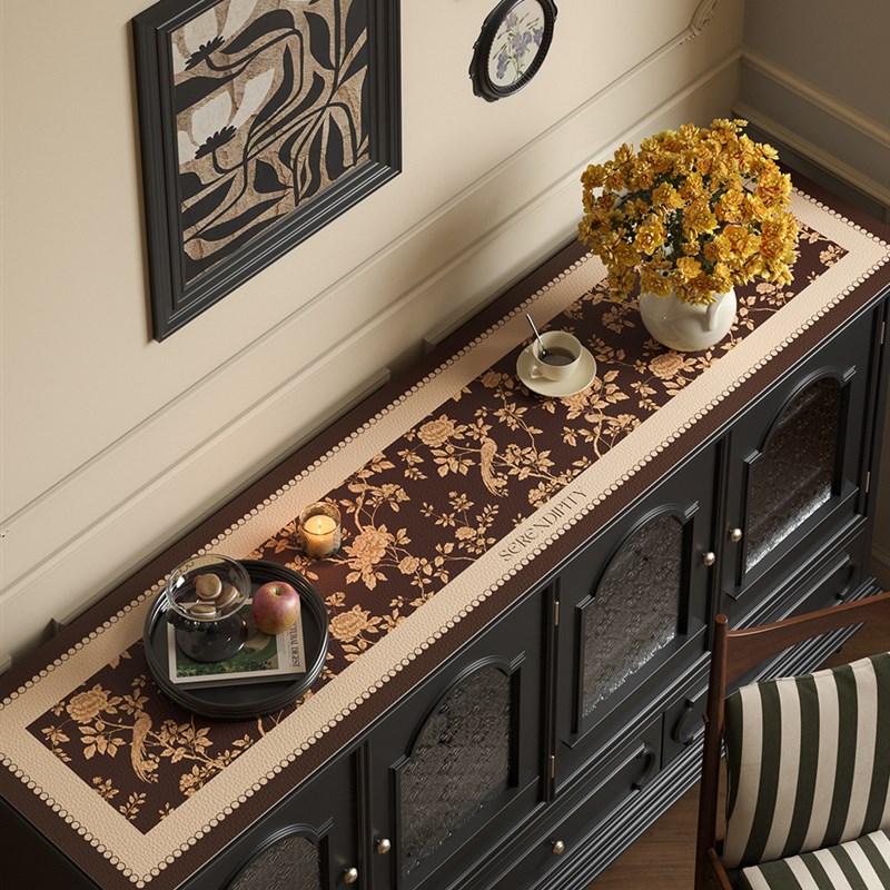 阿尔维娜法式中式皮革电视柜餐边C柜垫长方形桌垫免洗防水防尘垫