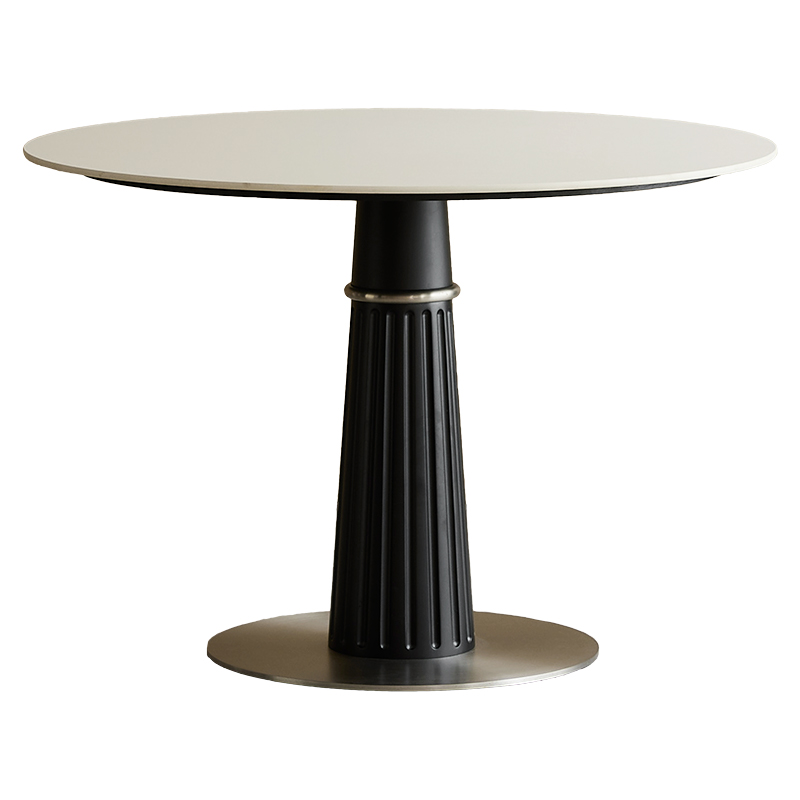 现代轻奢实木岩板餐桌客厅家用小户型餐厅大圆Q桌饭桌圆形洽谈桌