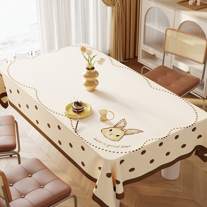 现代简约奶油风桌布轻奢高级感台布免洗防油防P水茶几垫餐桌垫定