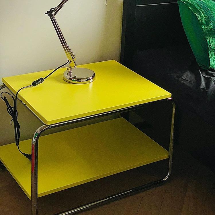 中古小户型茶桌客厅家用长方形边几简约小桌子北欧复古不锈钢茶几