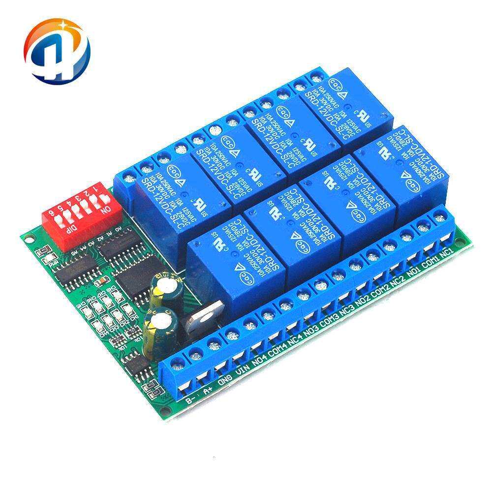 12V 8通道RS485继电器 Modbus RTU协议 串口遥控开关PLC控制板