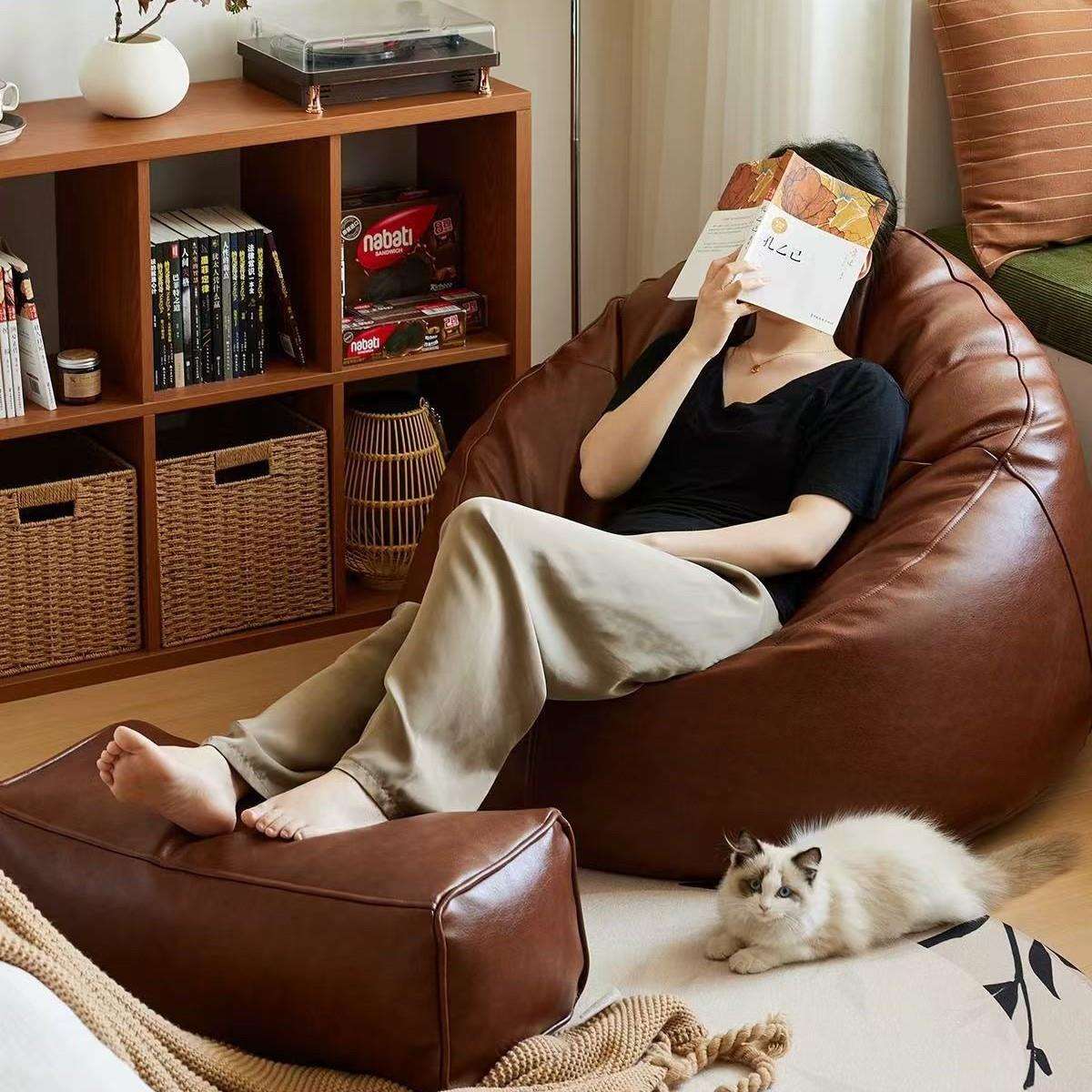 懒人沙发可睡可躺椅豆袋榻榻米小户型卧室阳台休闲座椅子单人坐墩