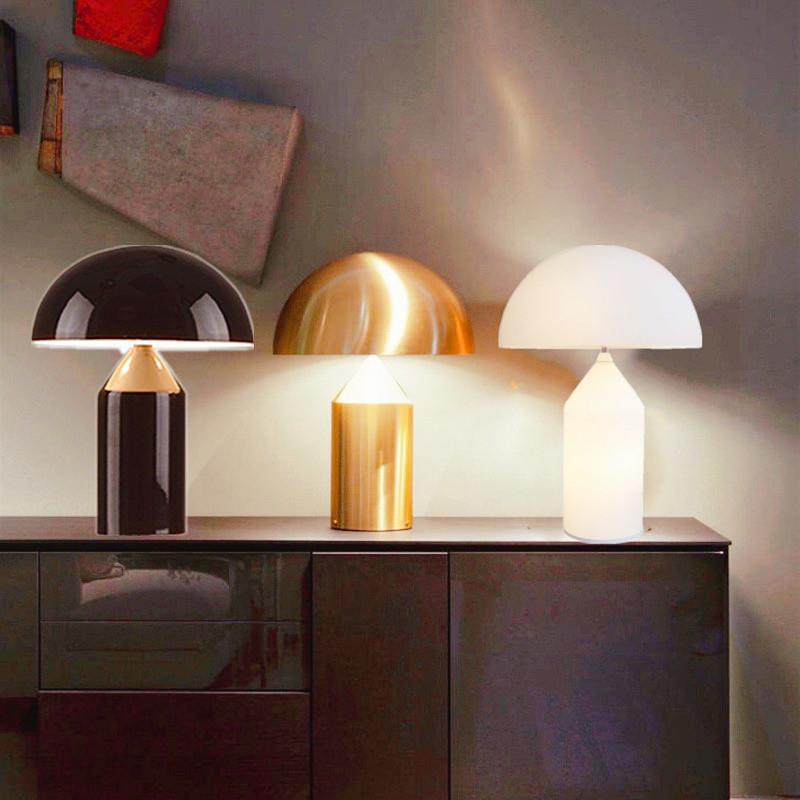 北欧设计师轻奢卧室床头台灯简约现代创意客厅书房蘑菇玻璃灯具