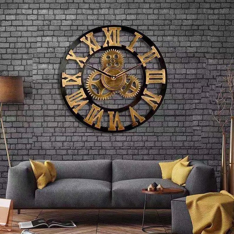 时尚无框美式数字个性创意壁复古钟表挂钟客厅大气罗马钟欧式钟表