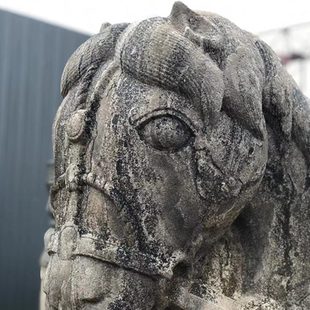 石雕石装饰放复古头首马马摆件庭院石酒店青饭店做旧仿古别墅摆马