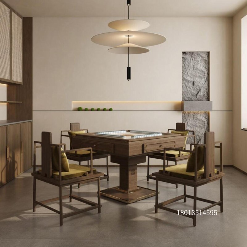 新中式麻将机全自动家用一体机宋代美学禅意多功能小型静音麻将桌