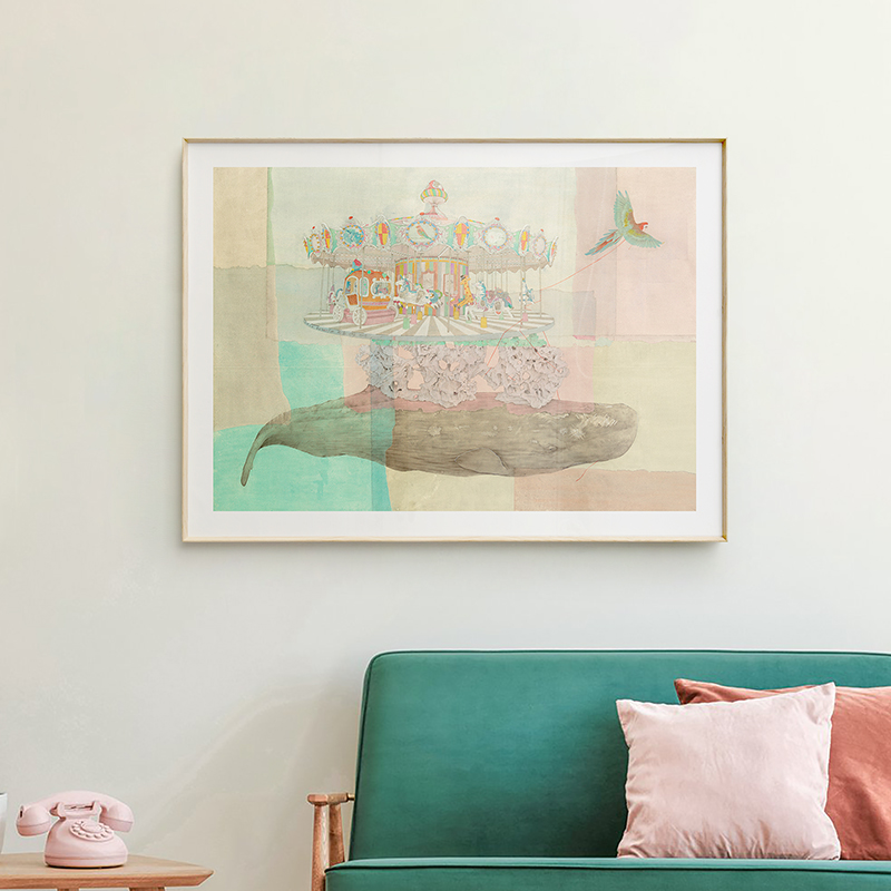 三小姐x华彬 北冥有鱼 小客厅原创艺术装饰画创意挂画儿童房壁画图片