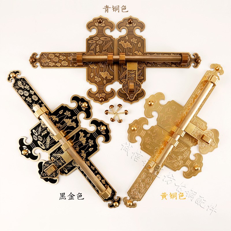 大门纯铜插销中式门栓老式门锁复古木门花园仿古户外门窗插销挂锁