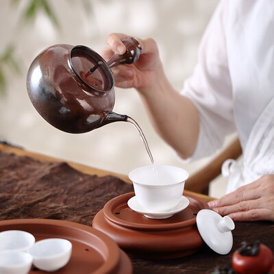 窑变陶壶明德园砂铫壶朱泥红泥煮水壶电陶炉炭炉烧水壶家用煮茶器