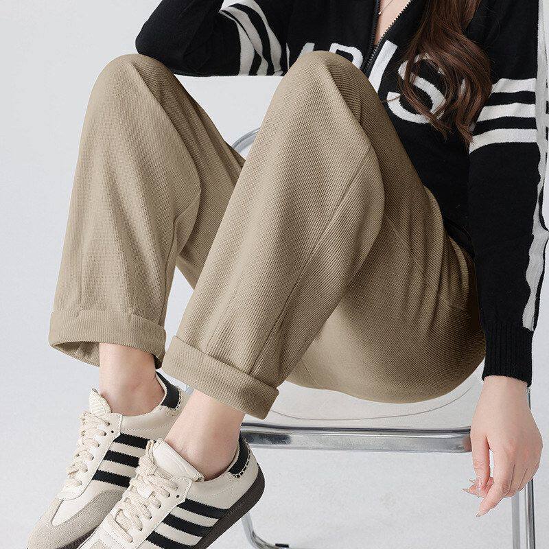 孕妇裤子秋冬季加绒加厚小个子九分萝卜裤休闲宽松外穿哈伦裤春秋