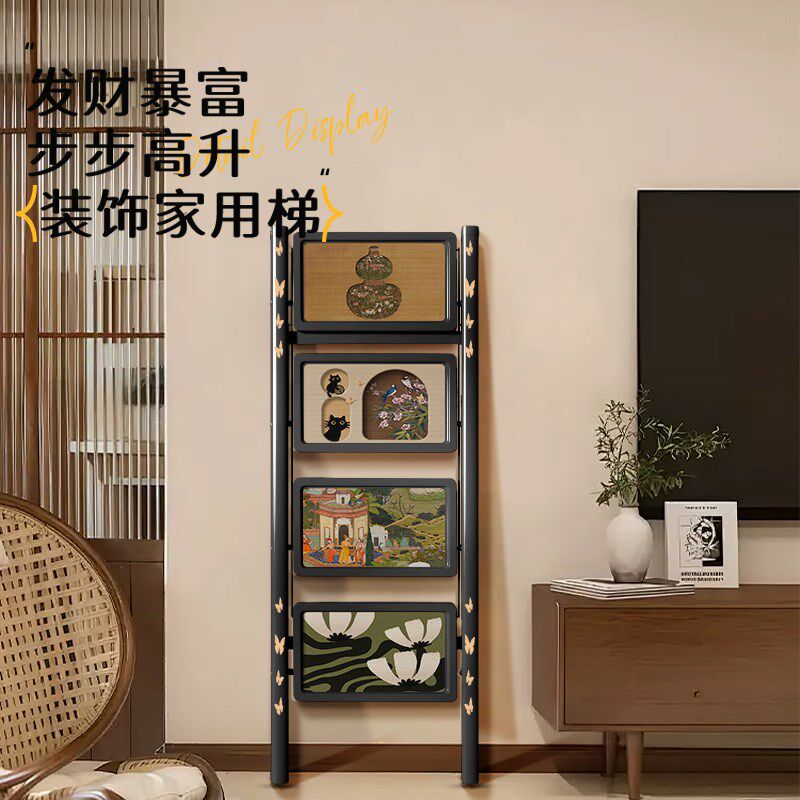 中古风梯子家用复古轻o便折叠伸缩加厚人字梯家庭专用乔迁爬梯凳