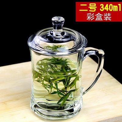 钢化玻璃茶杯子耐高温泡s茶玻璃杯喝水带盖耐热家用有盖子带手柄
