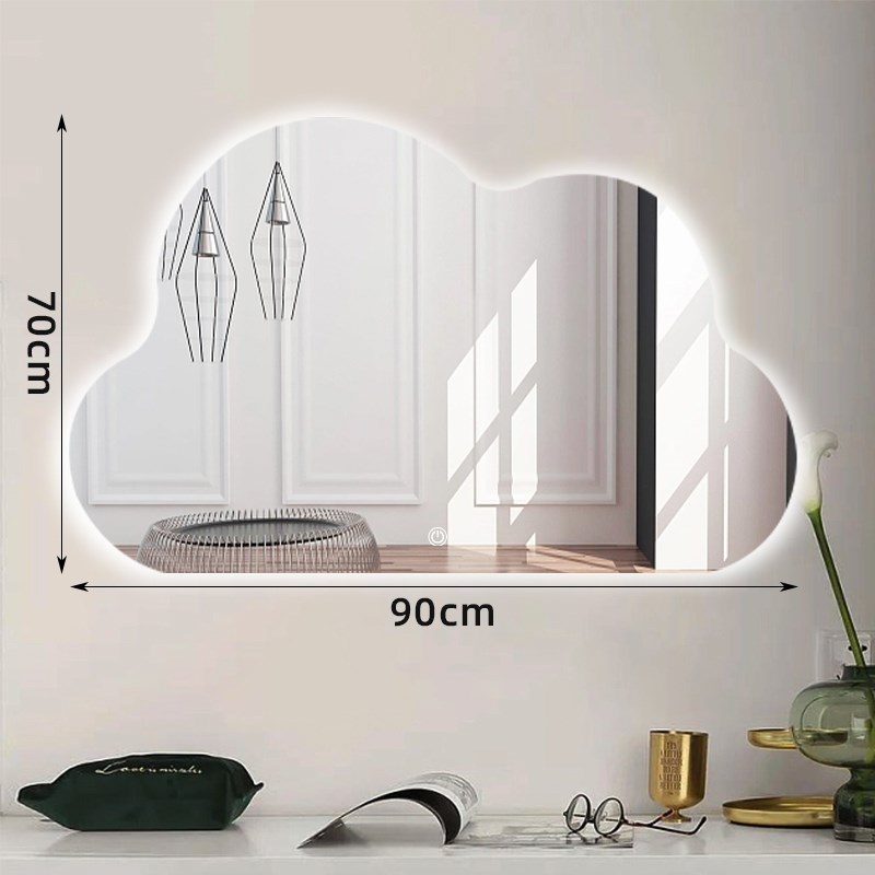 化妆镜梳妆台镜子智能云朵带灯镜可调H光壁挂式卧室网红浴室镜挂