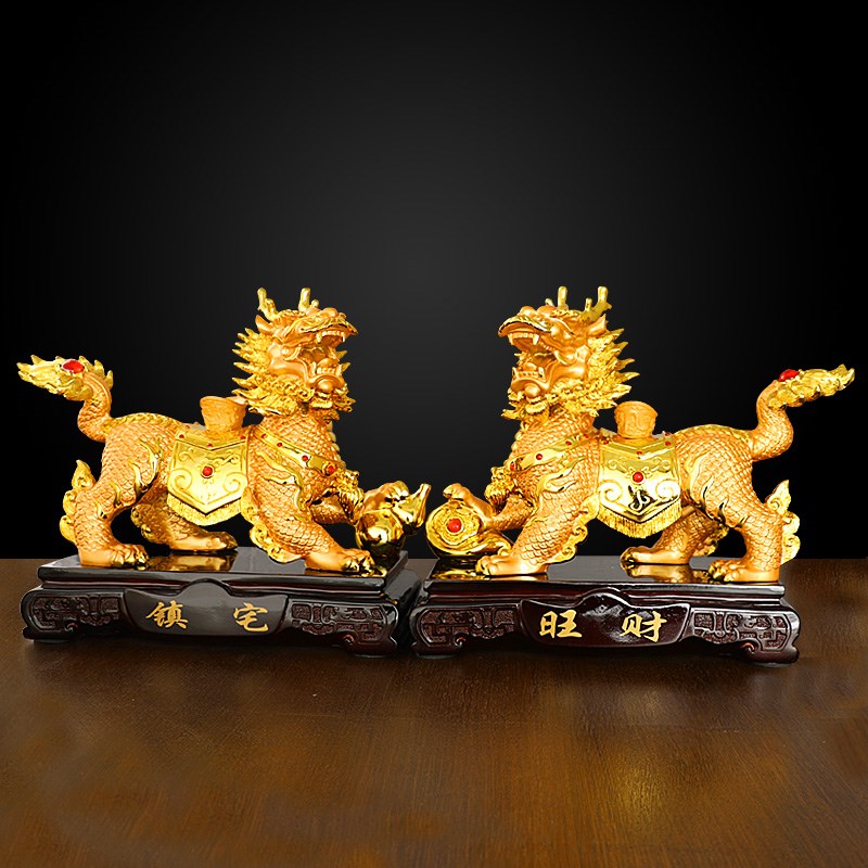 麒麟摆件一对招财家居客厅玄关电视酒柜开业店铺装饰W乔迁工艺礼