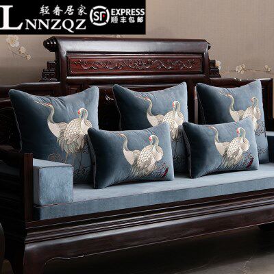 实木家具古典防滑定做可拆洗中式红木沙发坐垫椅子花套罩抱枕刺绣