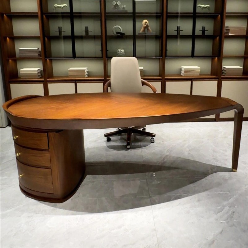 新中式高端黑胡桃白蜡木书桌定制书房酒店民宿办公室电脑写字家具