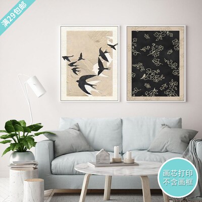 中古风客厅装饰画画心复古挂画小众玄关餐厅背景墙挂画油画布画芯